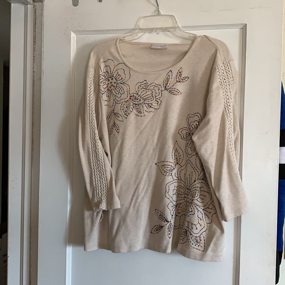 Alfred Dunner top 3/4 length sleeves, tan, size 24, very comfy - Picture 2 of 3